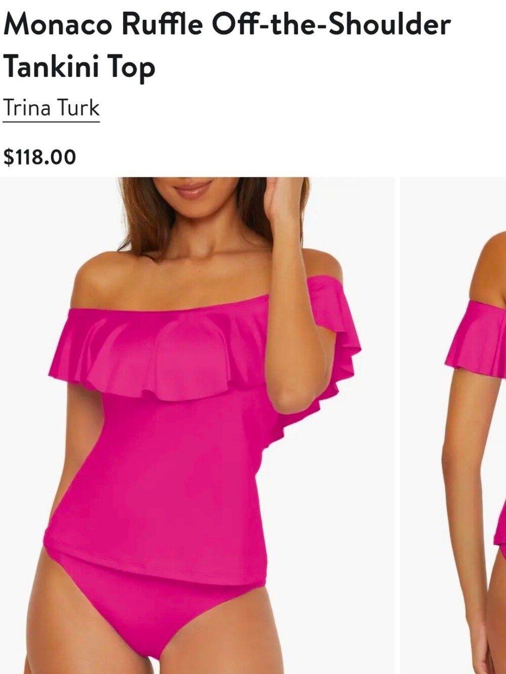 Trina Turk Pink Ruffled Tankini Top Sz 8
